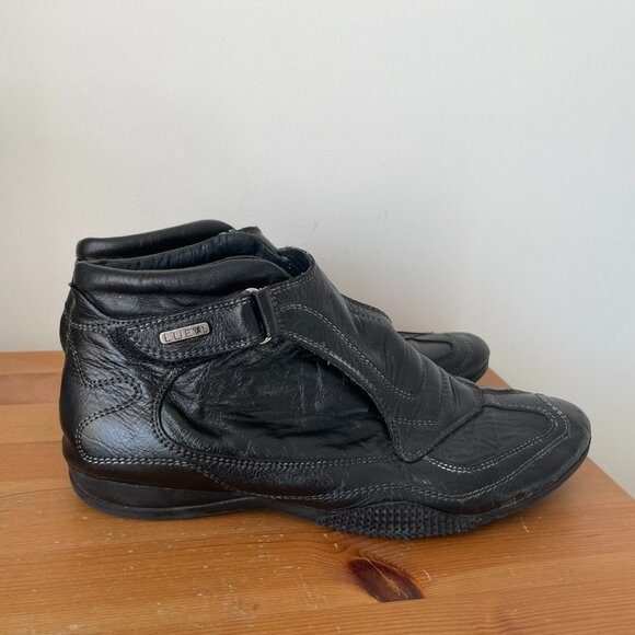 Vintage 2000s Luex Unique Sole Leather Sneaker Velcro - Picture 1 of 8